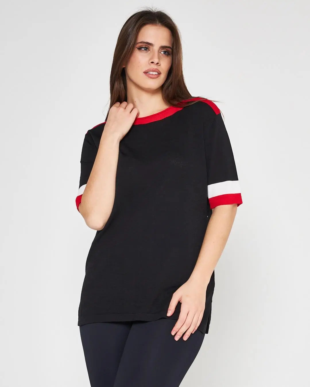 Maglia profili a contrasto NERO DORABELLA PIU'