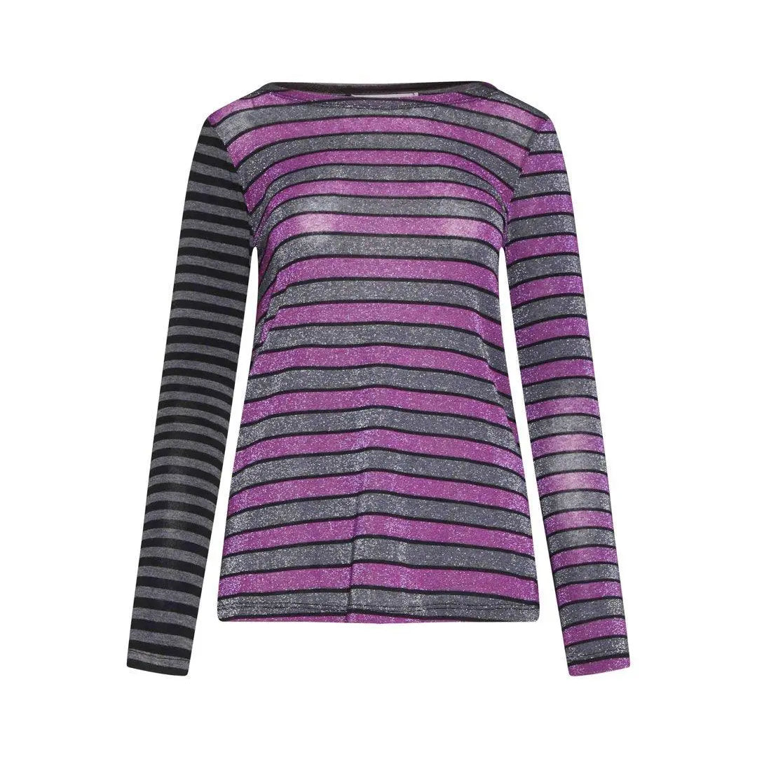 Maglia rigata ANTRACITE-VIOLA IRONICA 3XL