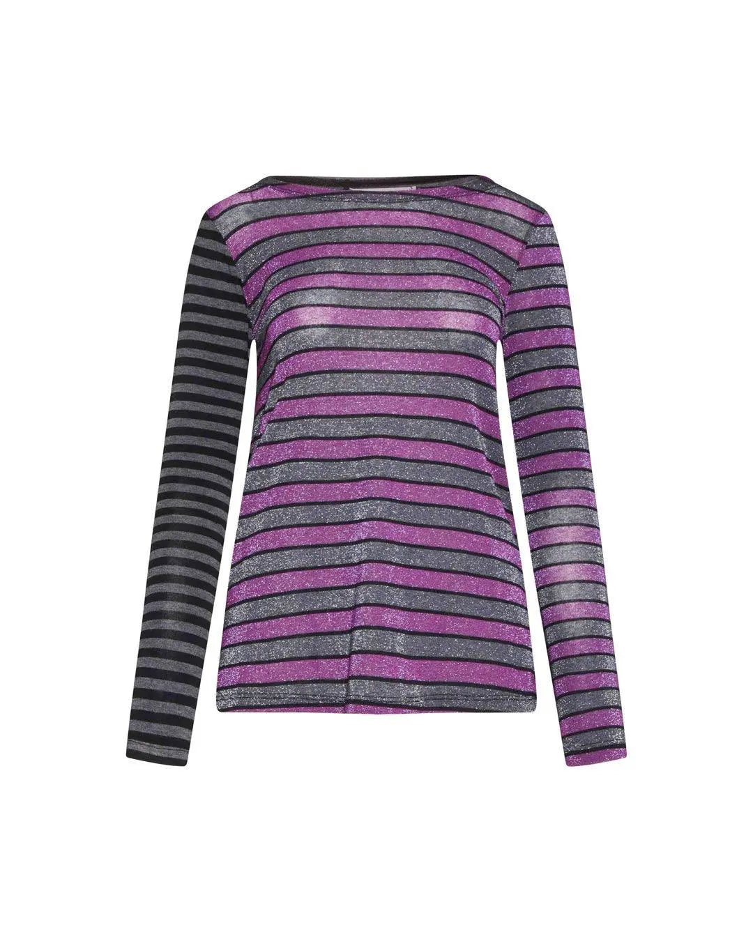 Maglia rigata ANTRACITE-VIOLA IRONICA 3XL