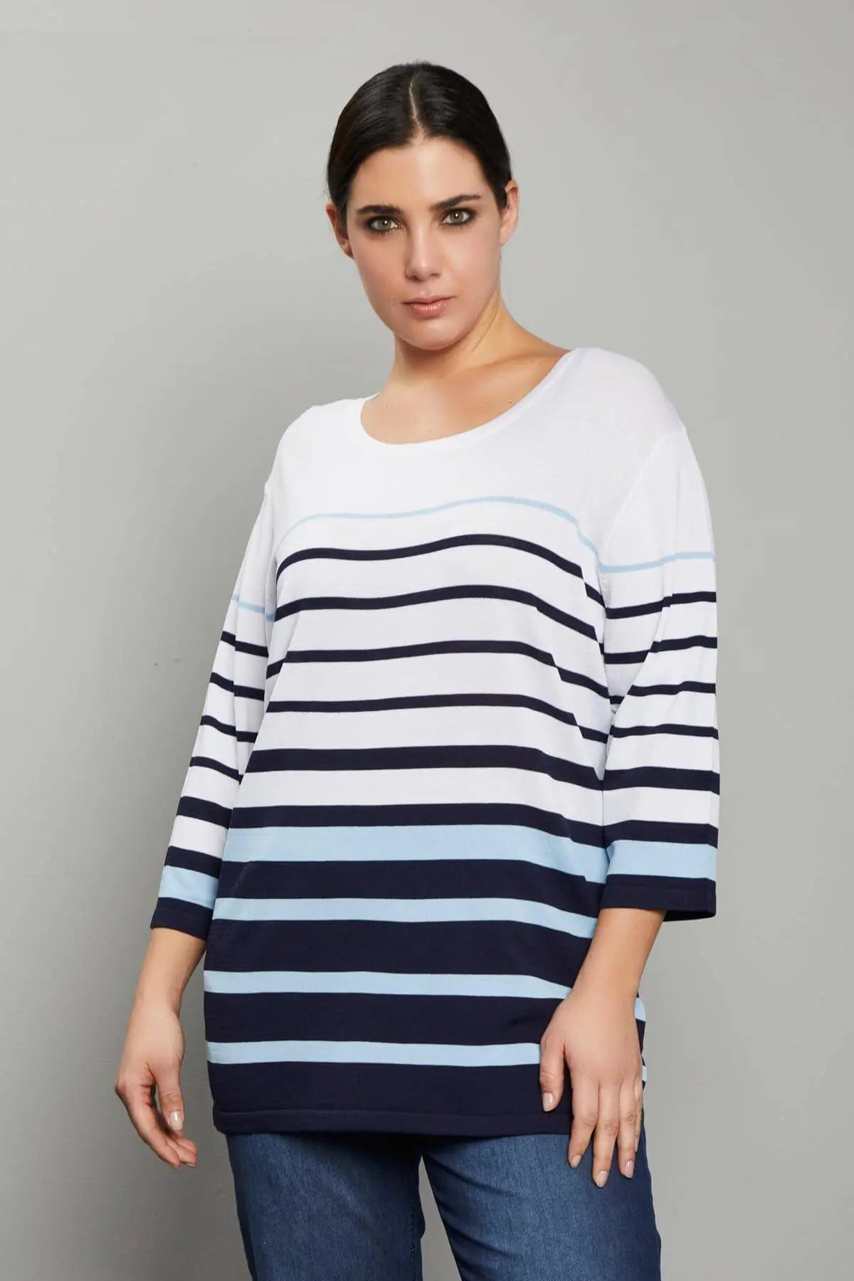 Maglia righe BIANCO DORABELLA CURVY XL