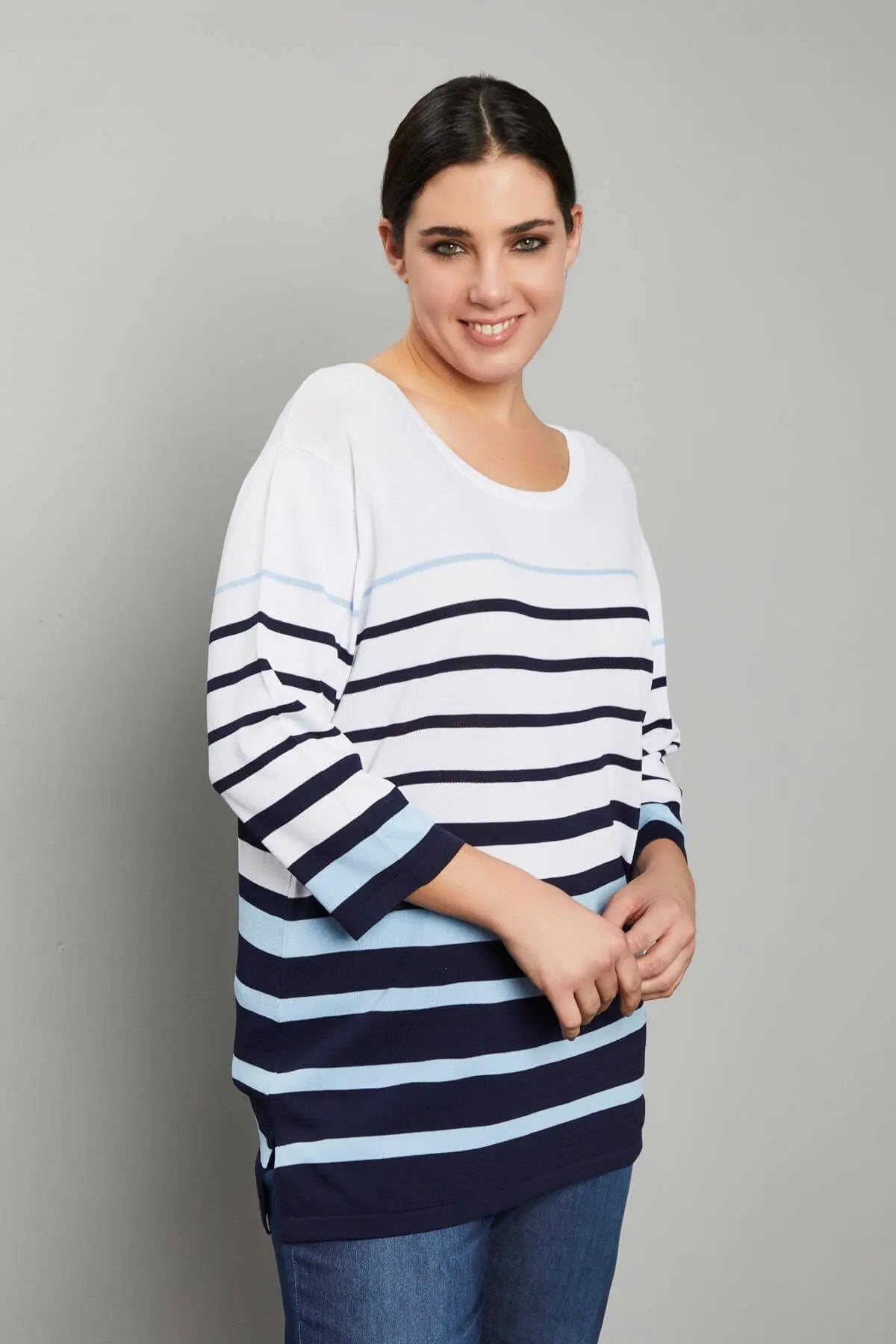 Maglia righe BIANCO DORABELLA CURVY
