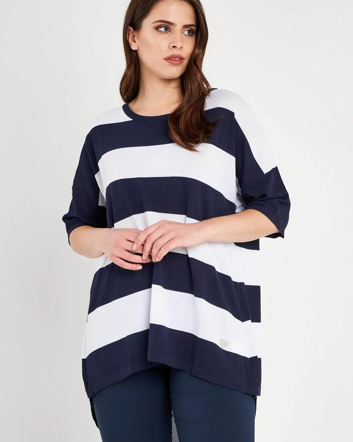 Maglia righe BLUE NAVY DORABELLA CURVY