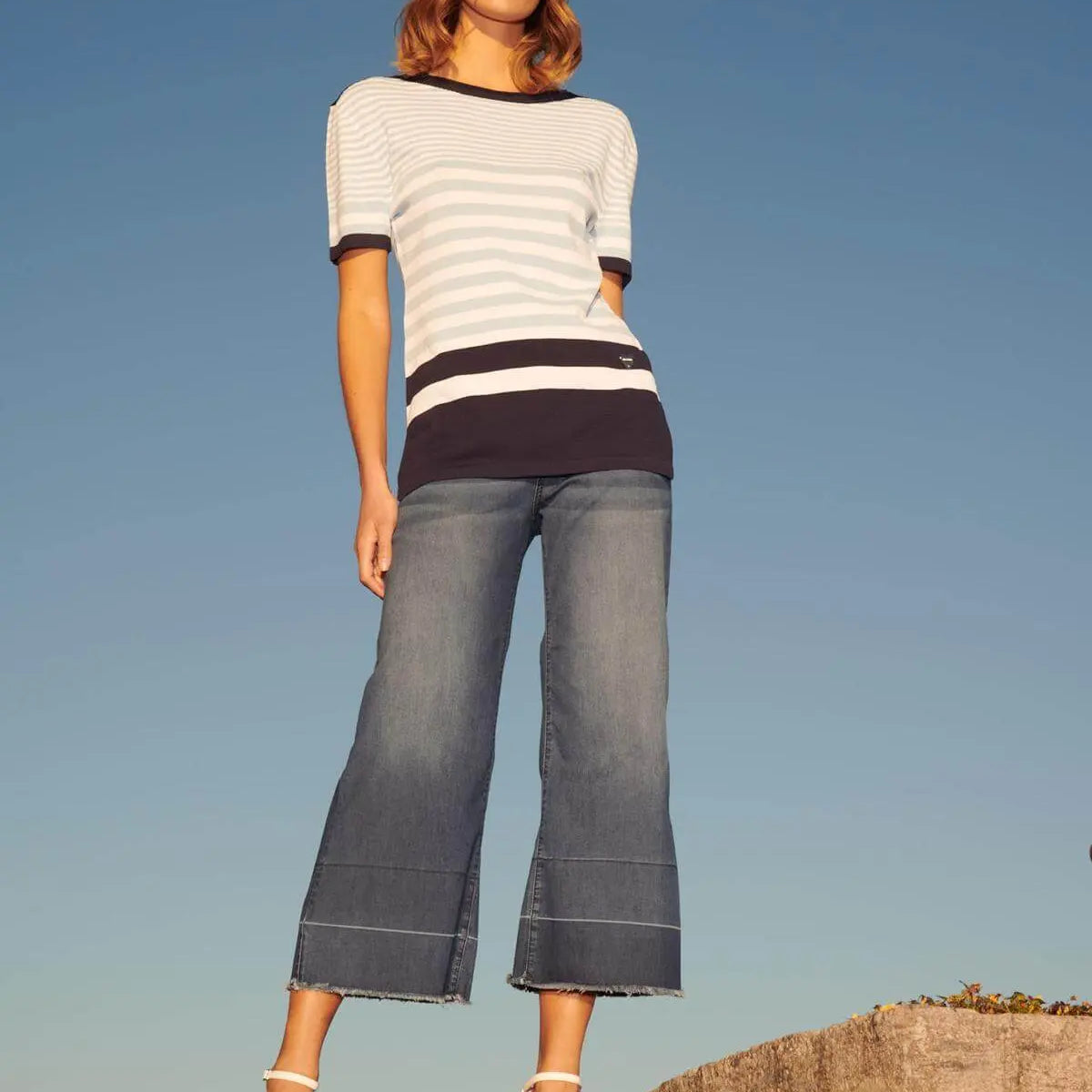Maglia righe CIELO-BLUE NAVY DORABELLA XL