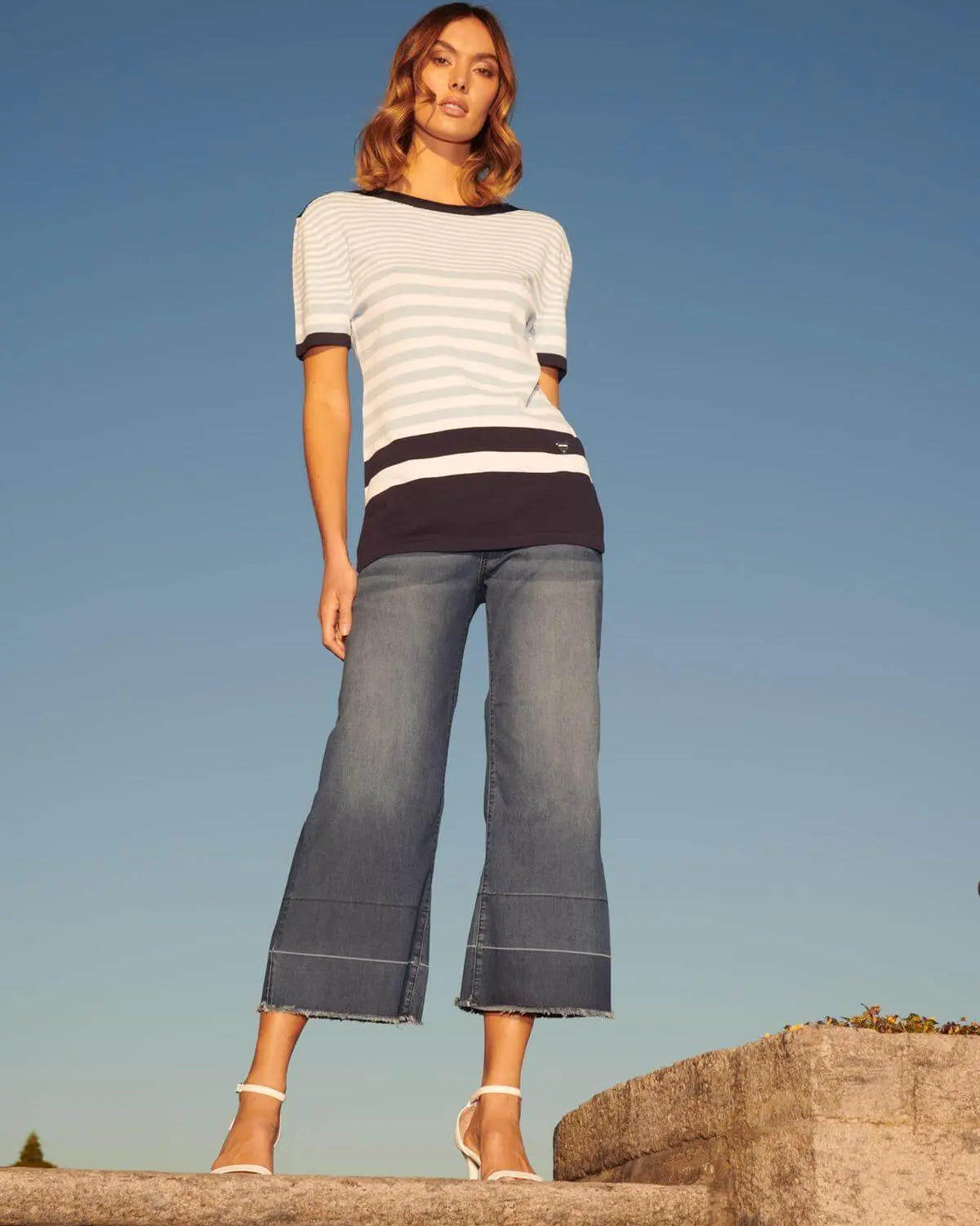 Maglia righe CIELO-BLUE NAVY DORABELLA XL