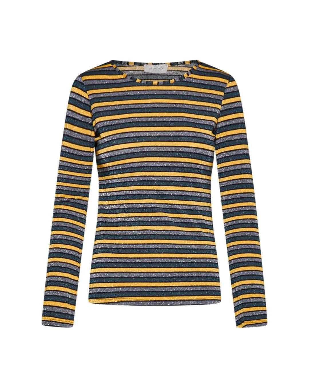 Maglia righe SENAPE-BOSCO IRONICA 3XL