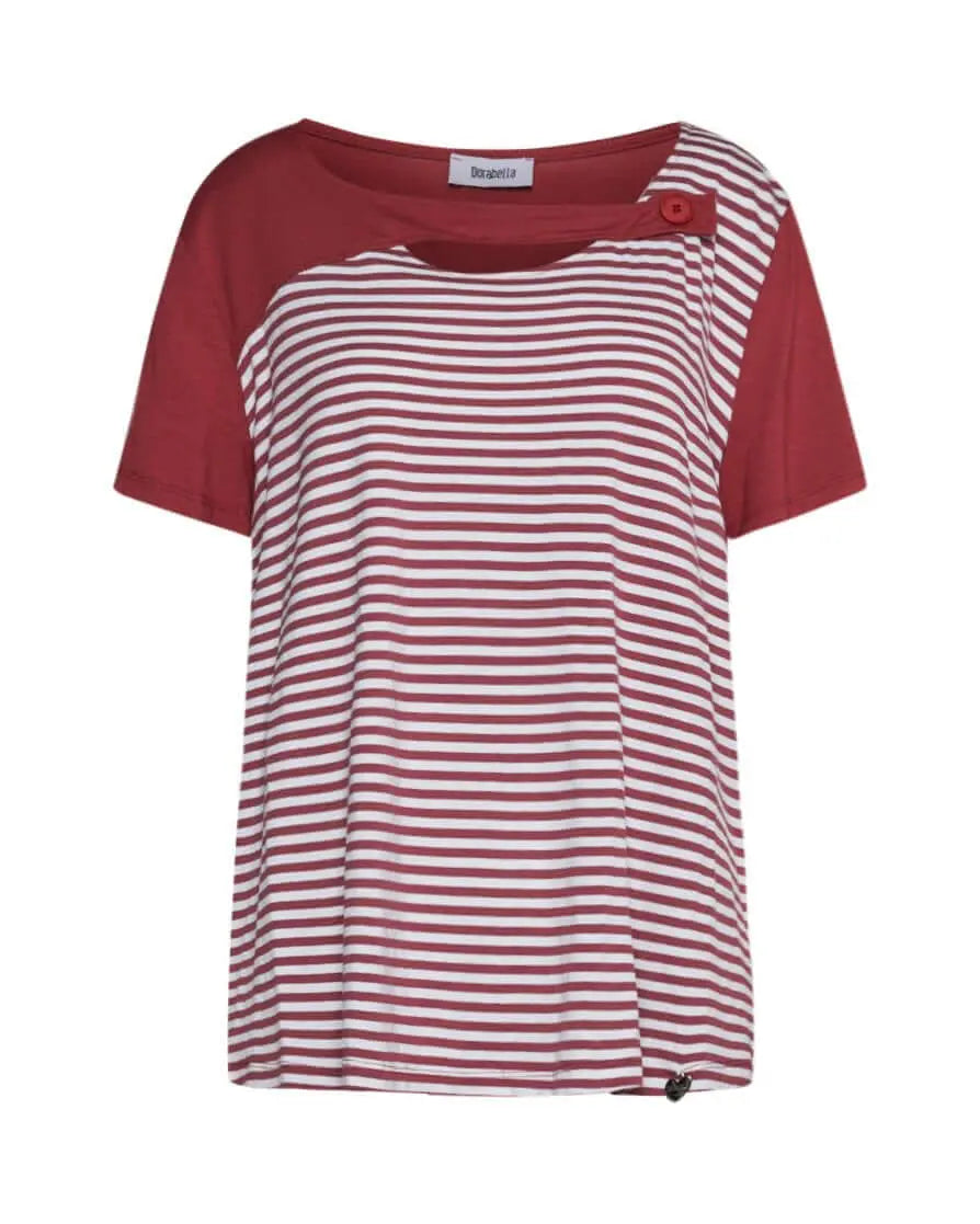 Maglia righe con bottone MARSALA DORABELLA XXL