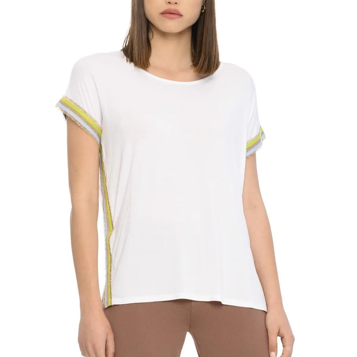 Maglia righe e lurex BIANCO IRONICA XL
