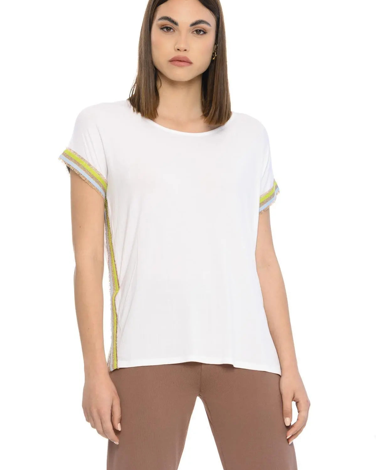Maglia righe e lurex BIANCO IRONICA XL