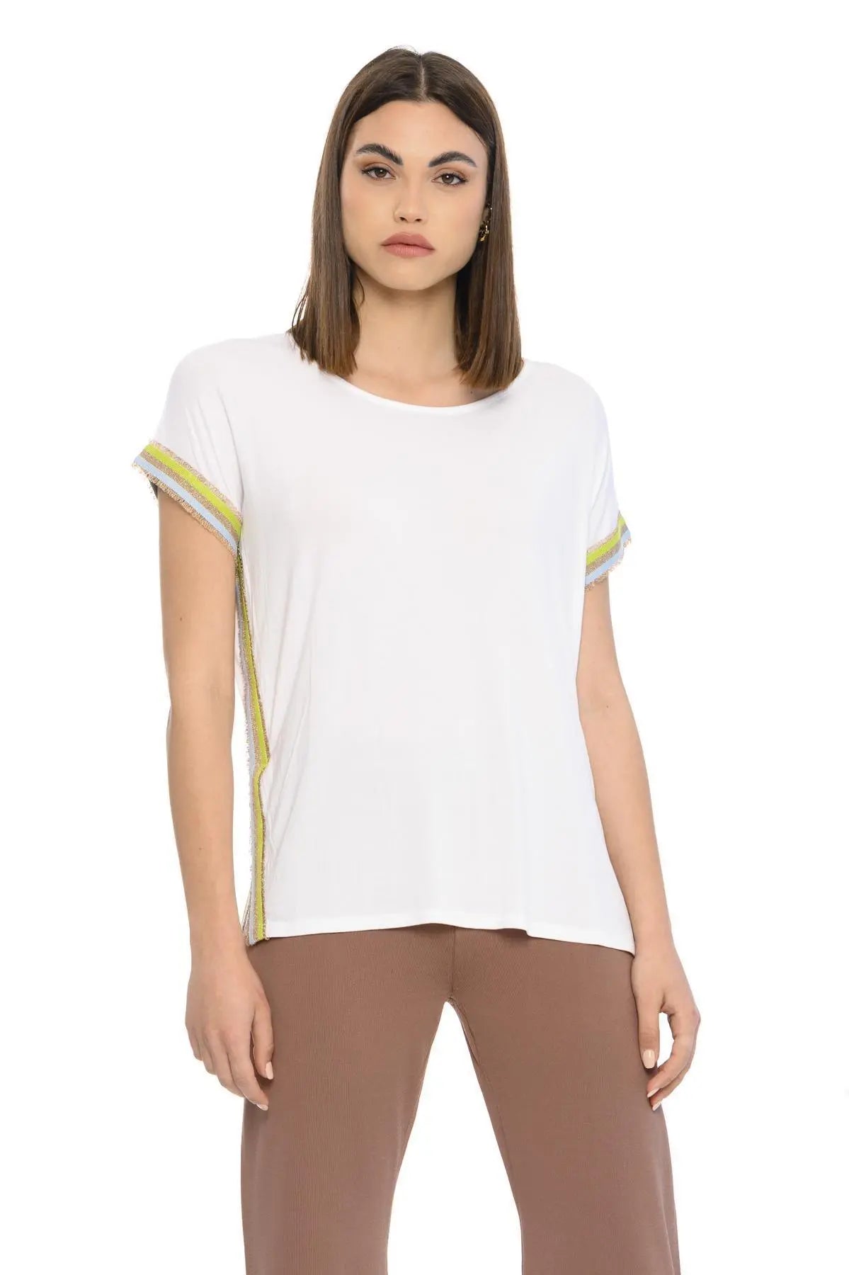 Maglia righe e lurex BIANCO IRONICA XL