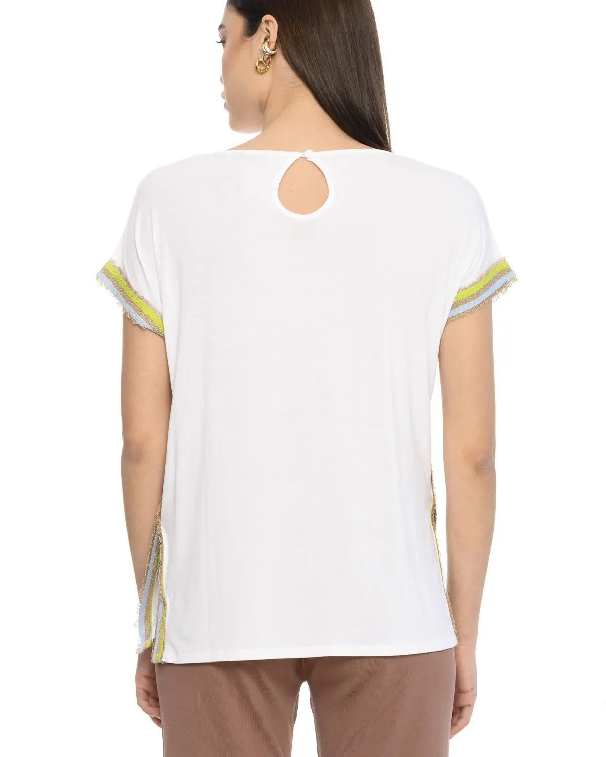 Maglia righe e lurex BIANCO IRONICA