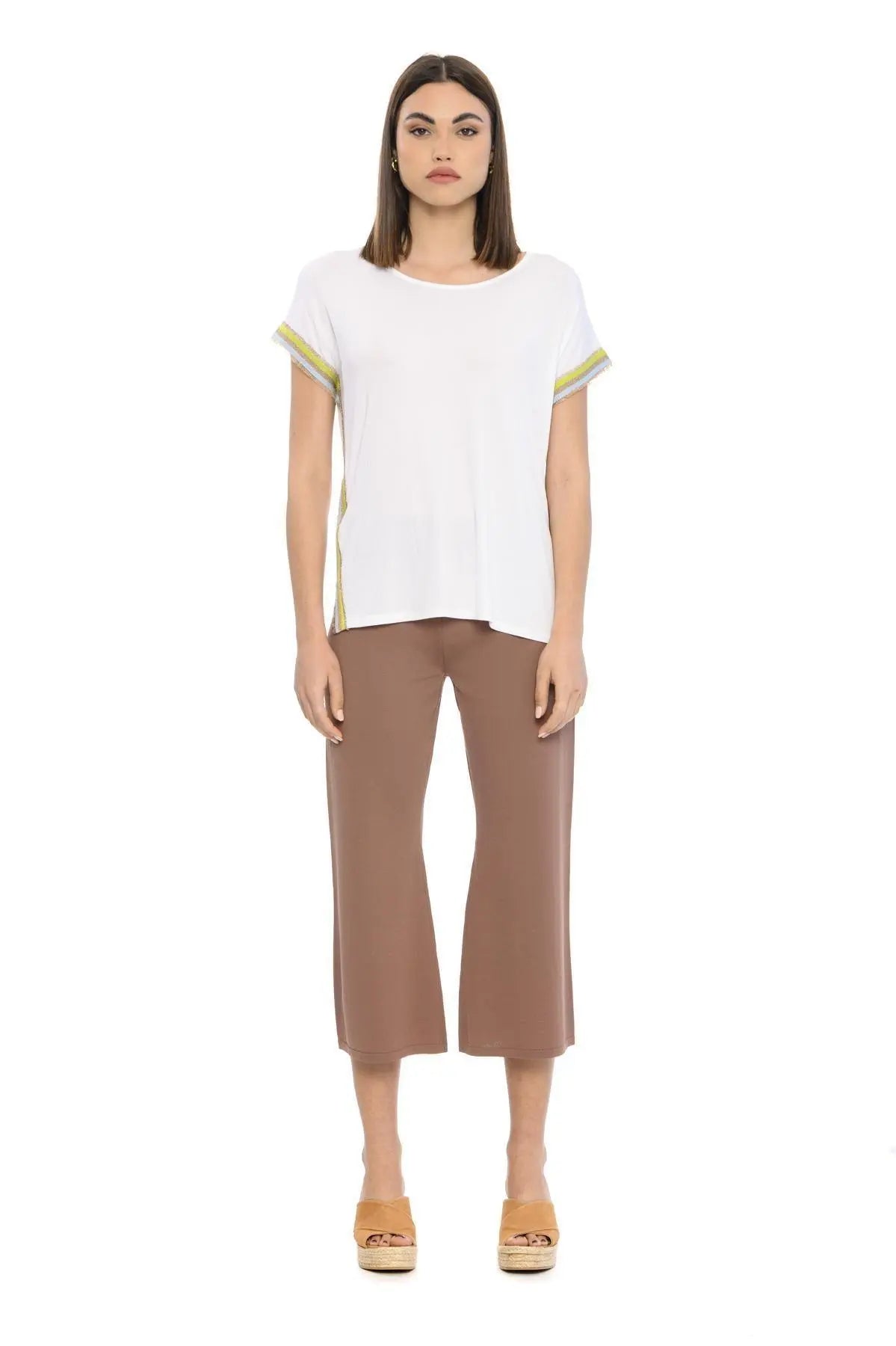 Maglia righe e lurex BIANCO IRONICA