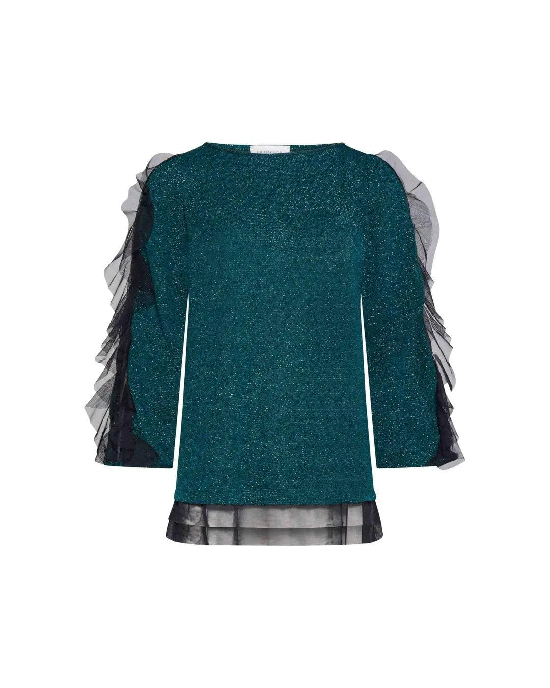 Maglia rouches VERDE-NERO IRONICA 3XL