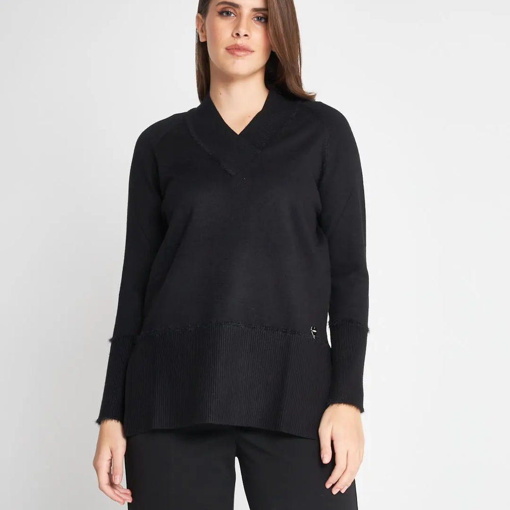 Maglia scollo V NERO DORABELLA CURVY