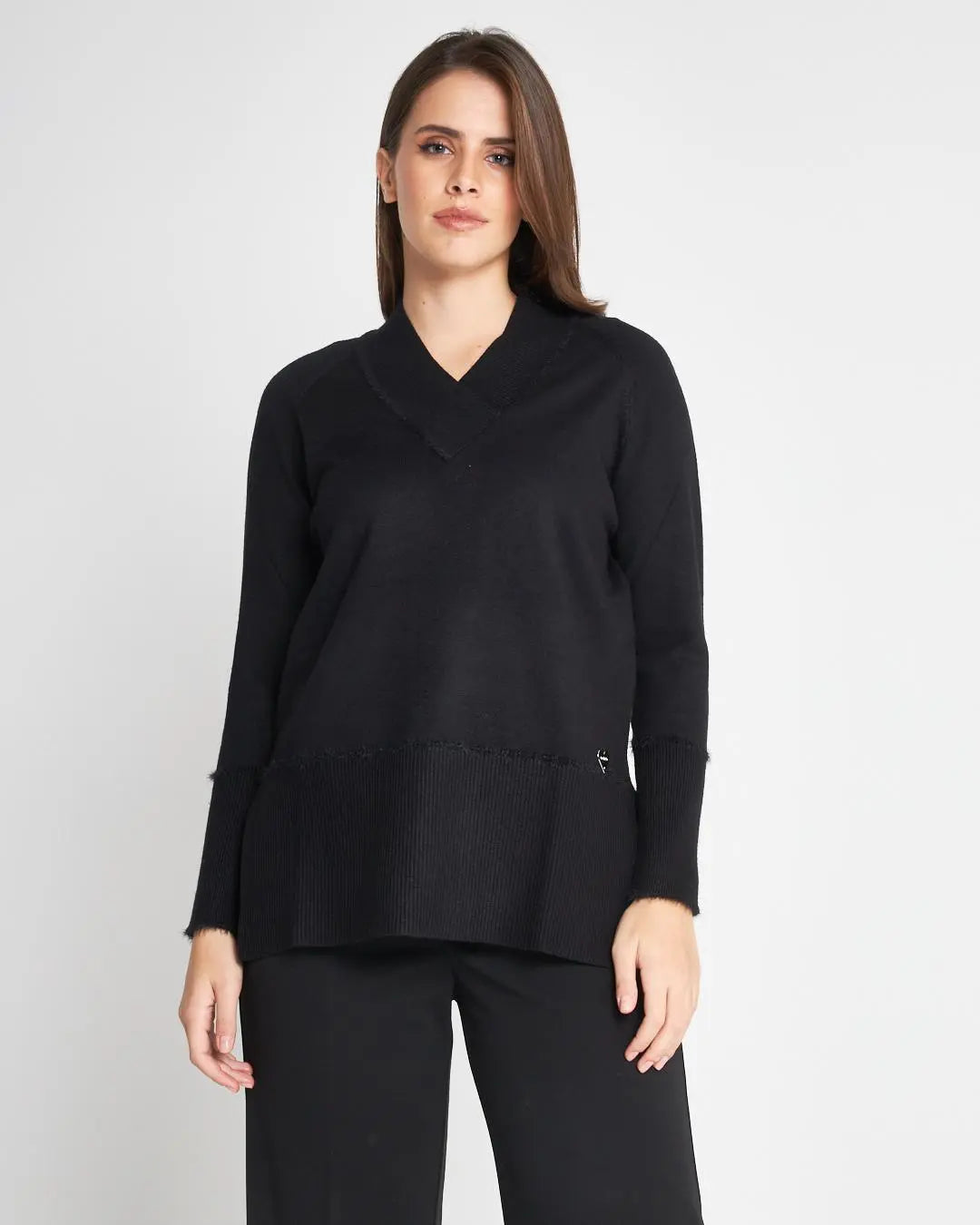 Maglia scollo V NERO DORABELLA CURVY