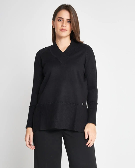 Maglia scollo V NERO DORABELLA CURVY
