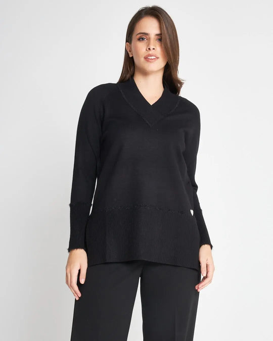 Maglia scollo V NERO DORABELLA CURVY