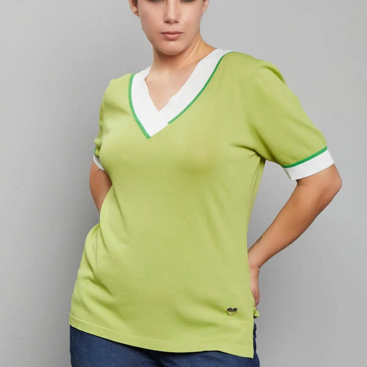 Maglia scollo V PISTACCHIO DORABELLA PIU' XL