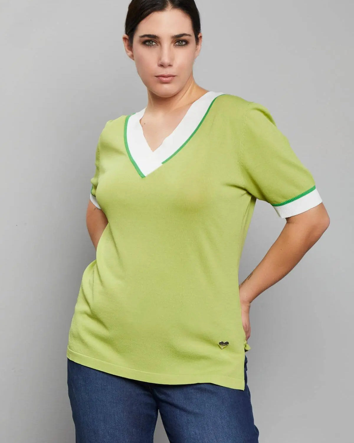 Maglia scollo V PISTACCHIO DORABELLA PIU' XL