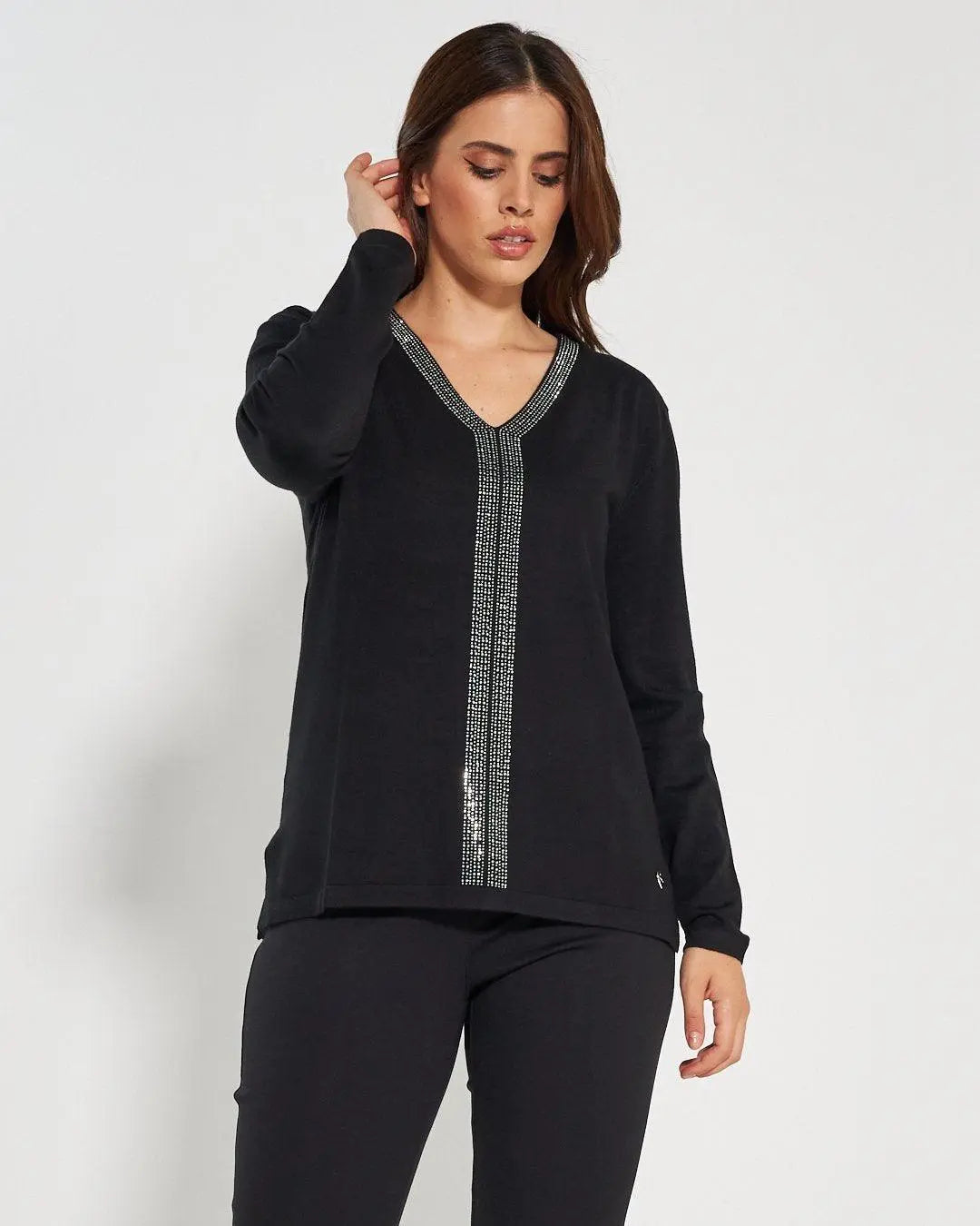 Maglia scollo "V" BLACK DORABELLA PIU'