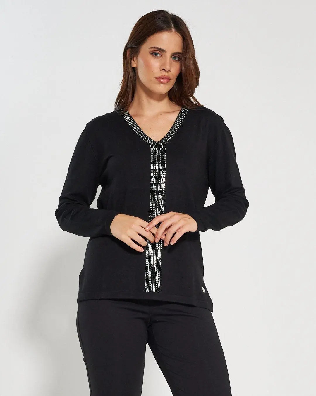 Maglia scollo "V" BLACK DORABELLA PIU'