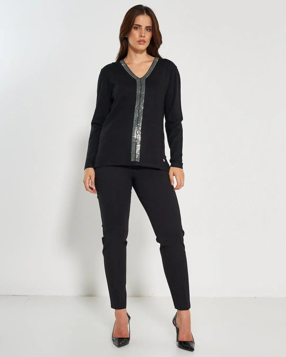 Maglia scollo "V" BLACK DORABELLA PIU'