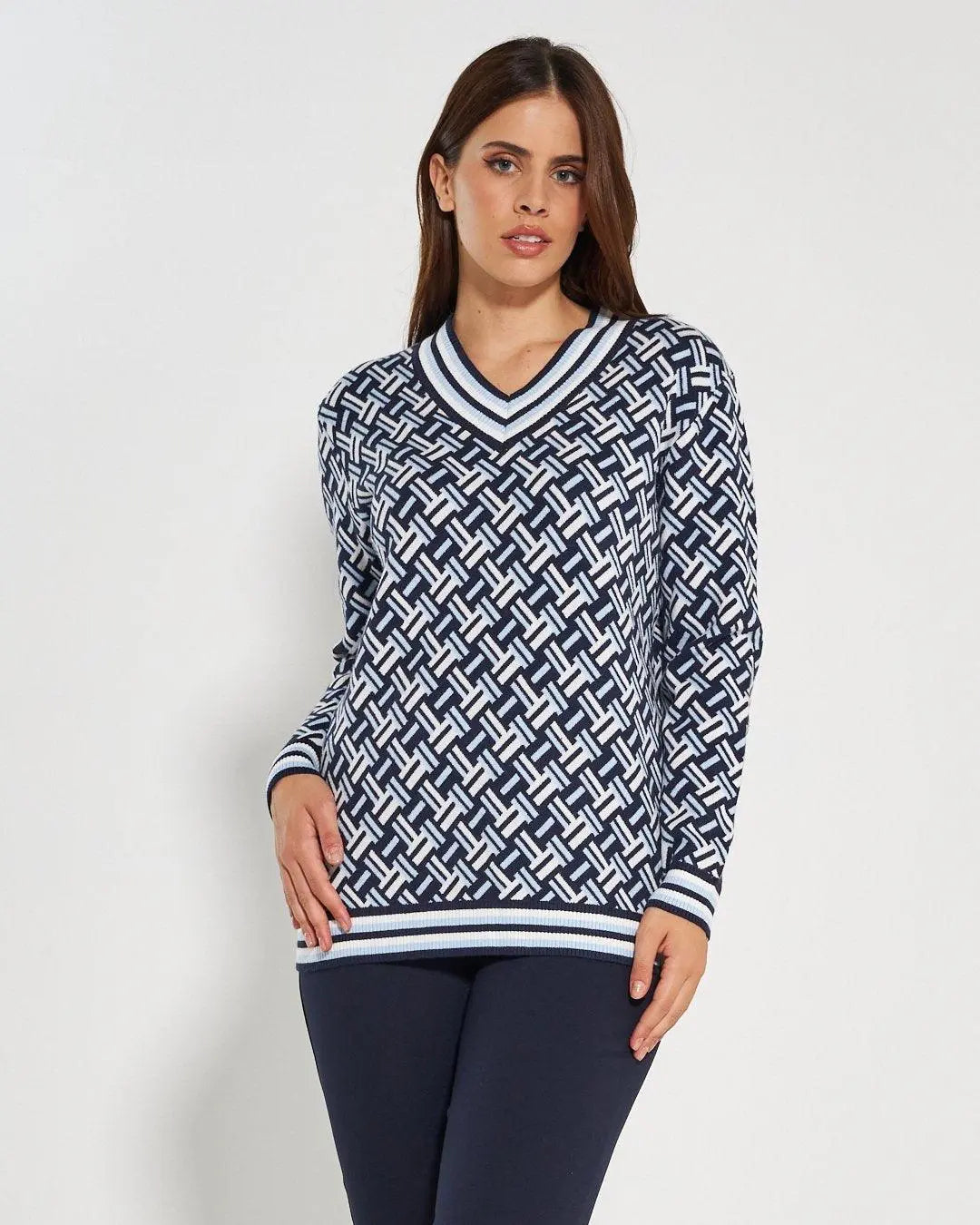 Maglia scollo "V" BLUE NAVY DORABELLA PIU' XXXL