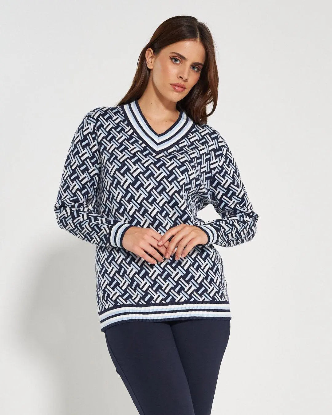 Maglia scollo "V" BLUE NAVY DORABELLA PIU'