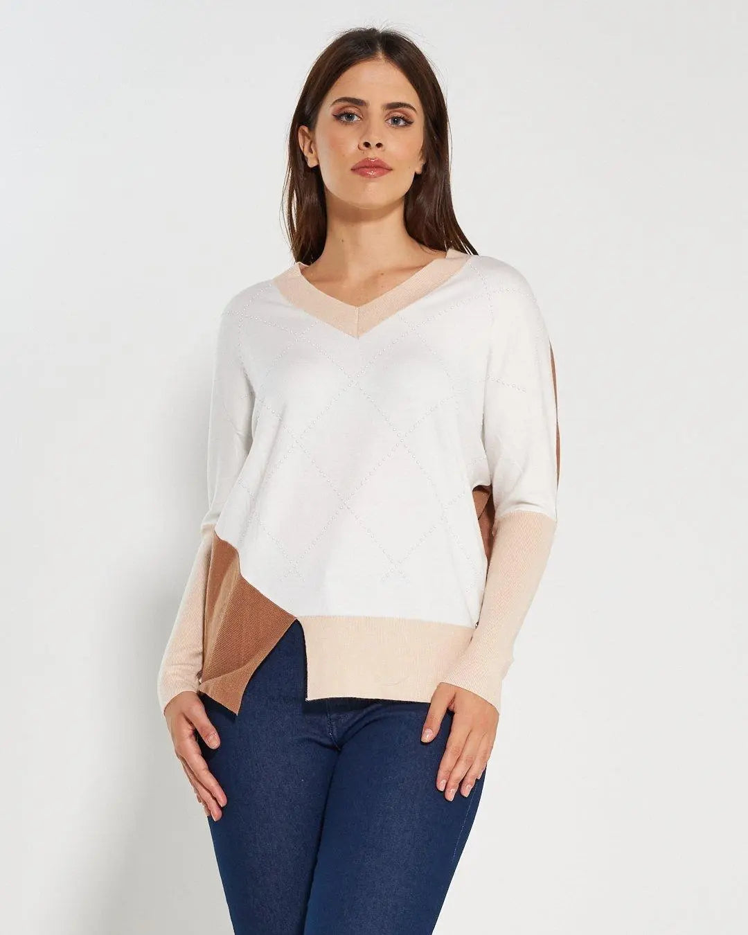 Maglia scollo "V" OFF WHITE DORABELLA