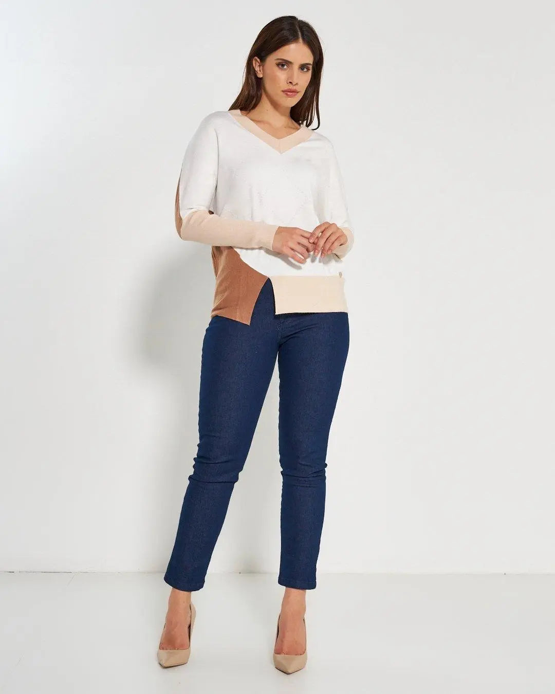 Maglia scollo "V" OFF WHITE DORABELLA