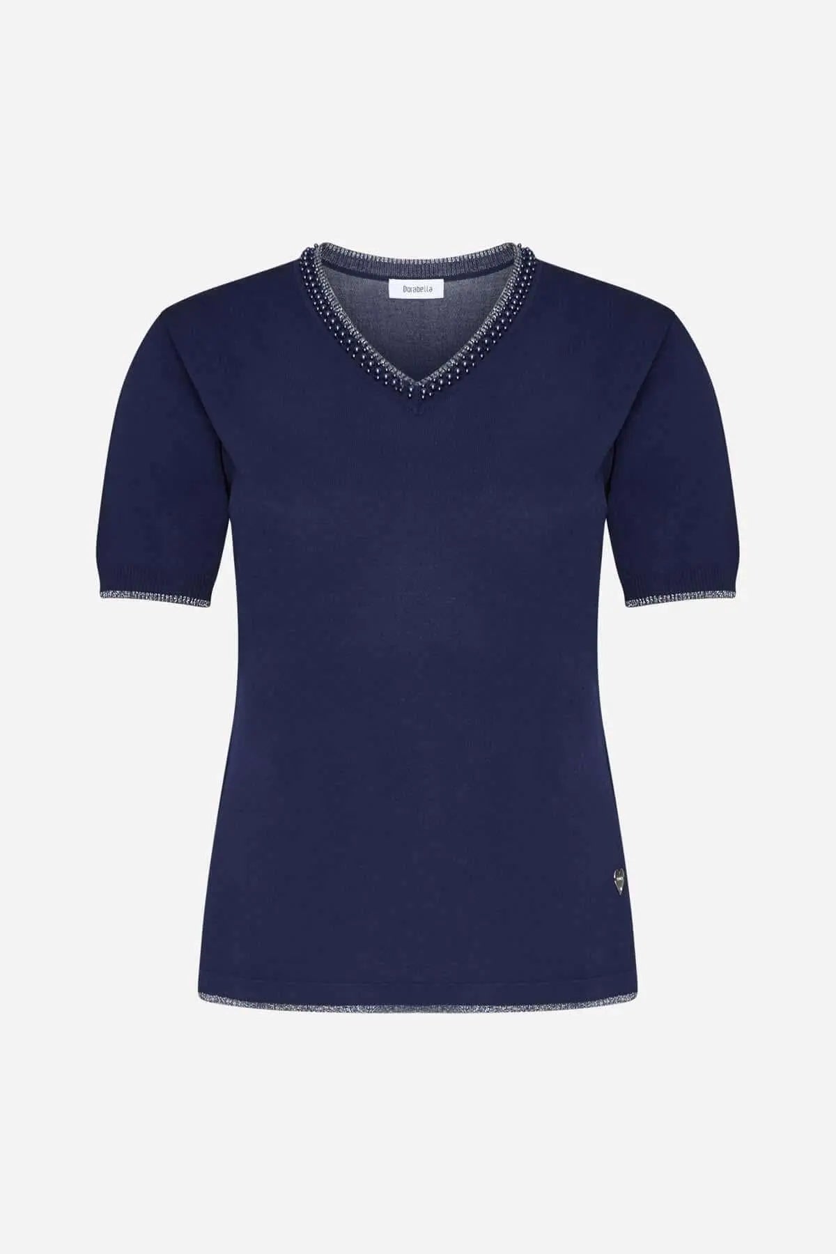 Maglia scollo a V BLUE NAVY DORABELLA PIU'