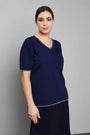Maglia scollo a V BLUE NAVY DORABELLA PIU'