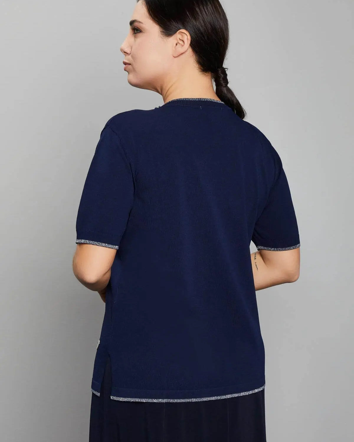Maglia scollo a V BLUE NAVY DORABELLA PIU'