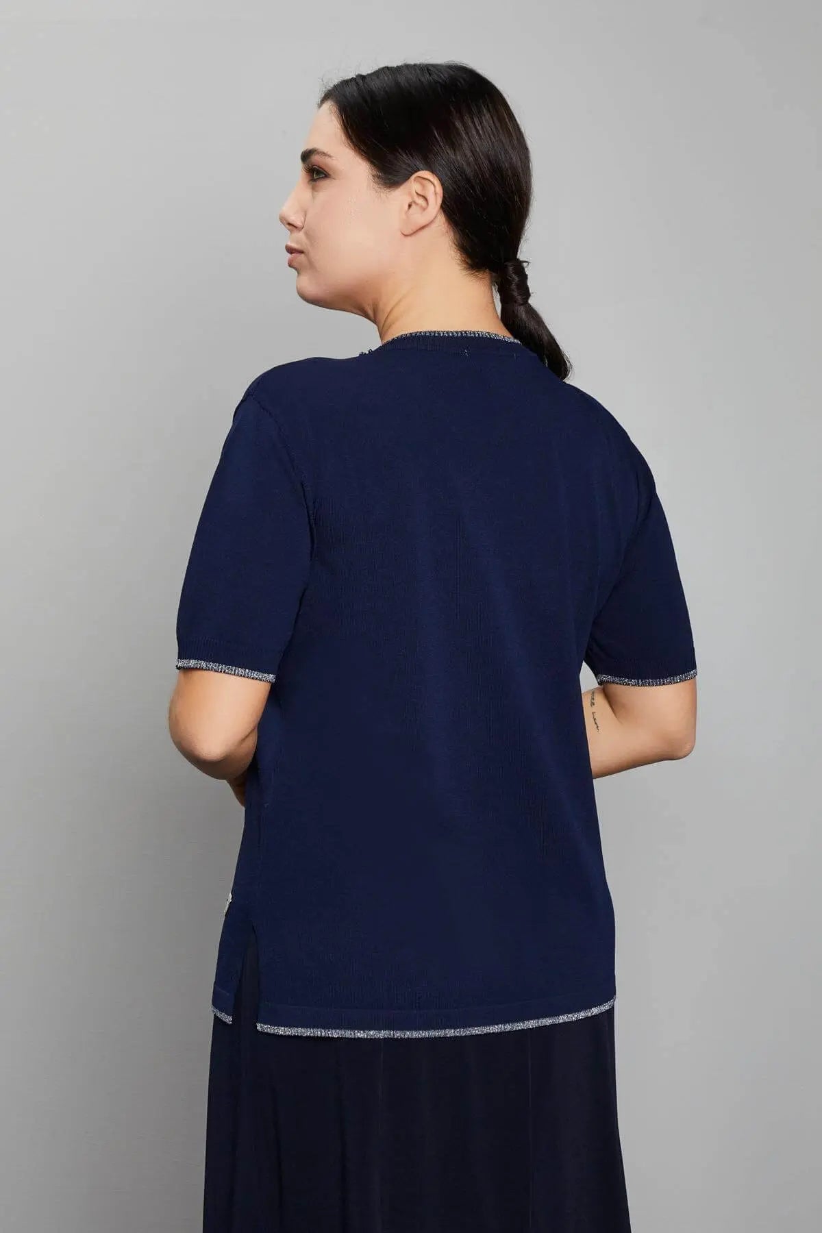 Maglia scollo a V BLUE NAVY DORABELLA PIU'