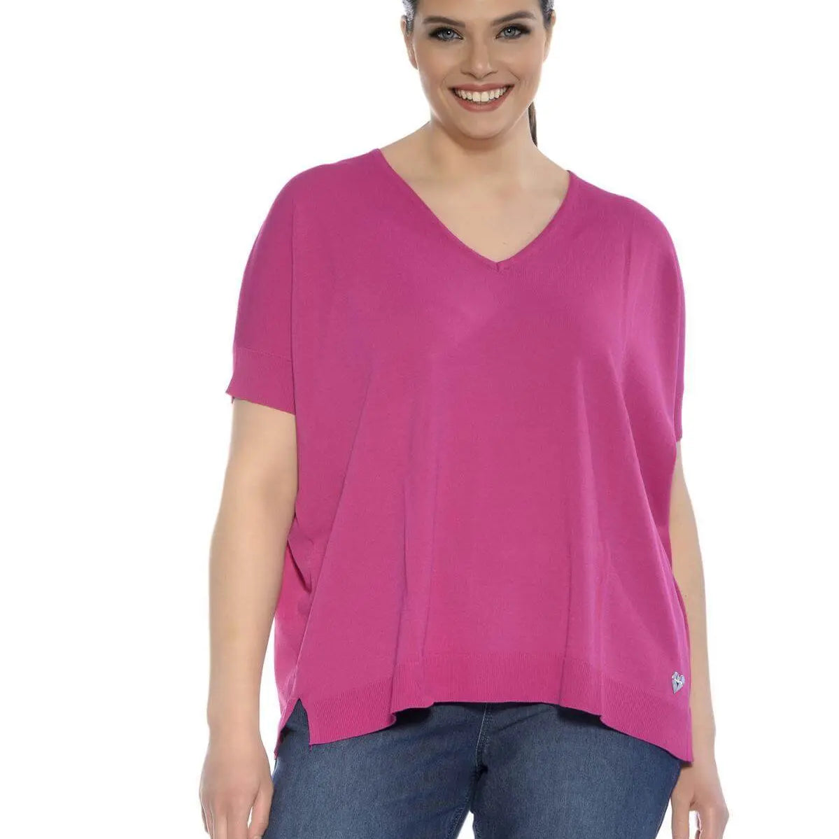Maglia scollo a V FUXIA DORABELLA CURVY XL