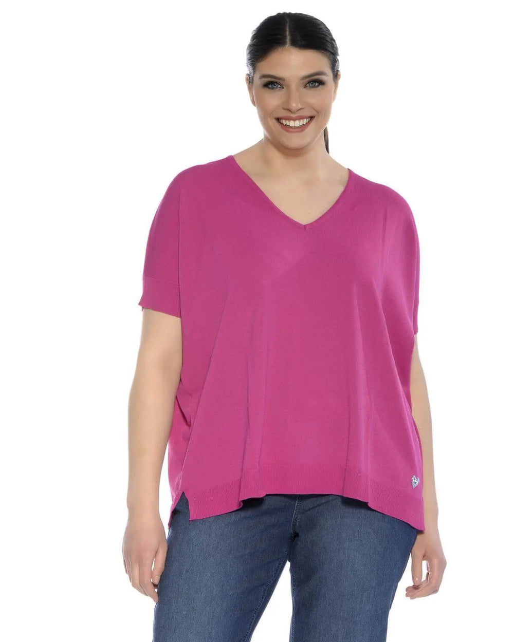 Maglia scollo a V FUXIA DORABELLA CURVY XL
