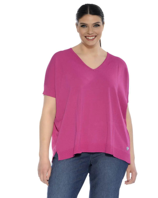 Maglia scollo a V FUXIA DORABELLA CURVY XL