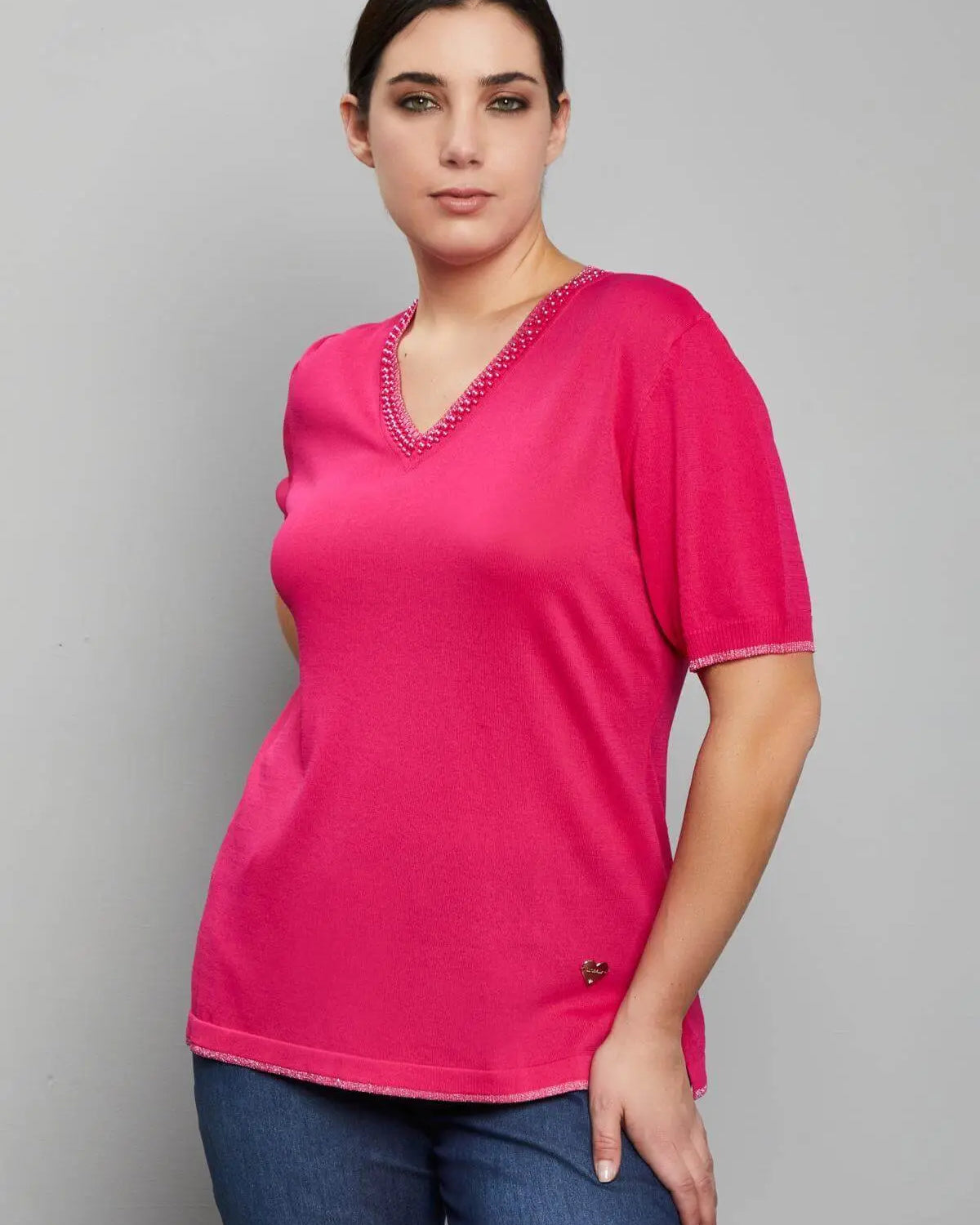 Maglia scollo a V MAGENTA DORABELLA PIU' XL