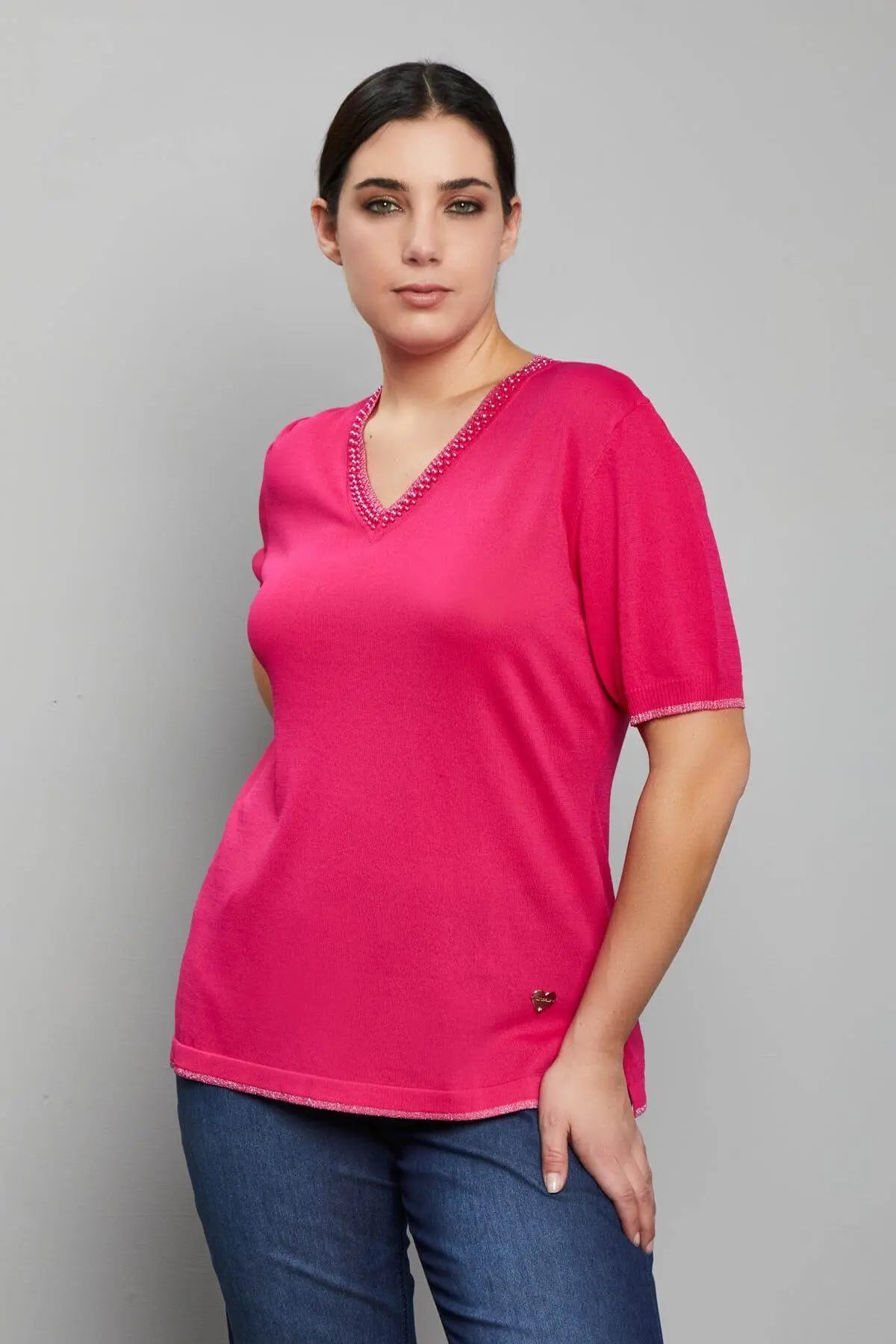 Maglia scollo a V MAGENTA DORABELLA PIU' XL