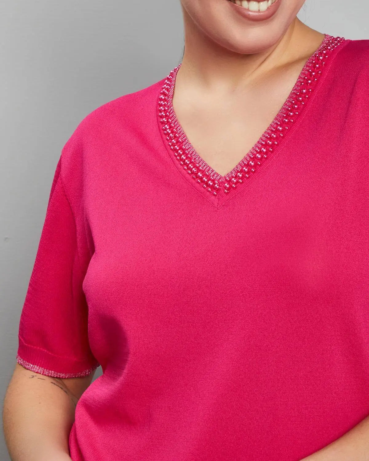 Maglia scollo a V MAGENTA DORABELLA PIU'