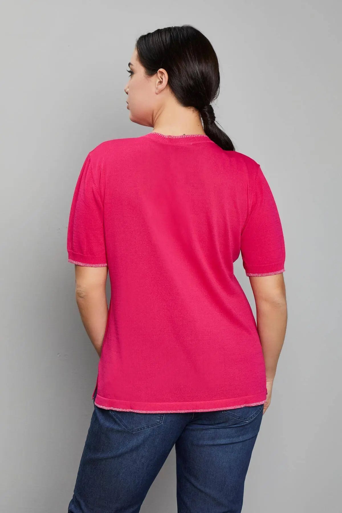 Maglia scollo a V MAGENTA DORABELLA PIU'