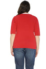 Maglia scollo a V e pizzo ROSSO DORABELLA PIU'