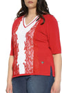 Maglia scollo a V e pizzo ROSSO DORABELLA PIU'