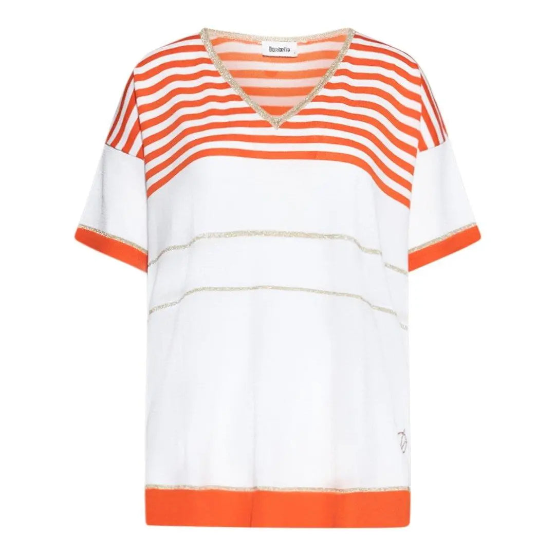Maglia scollo a V fantasia a righe ARANCIO DORABELLA PIU' XL