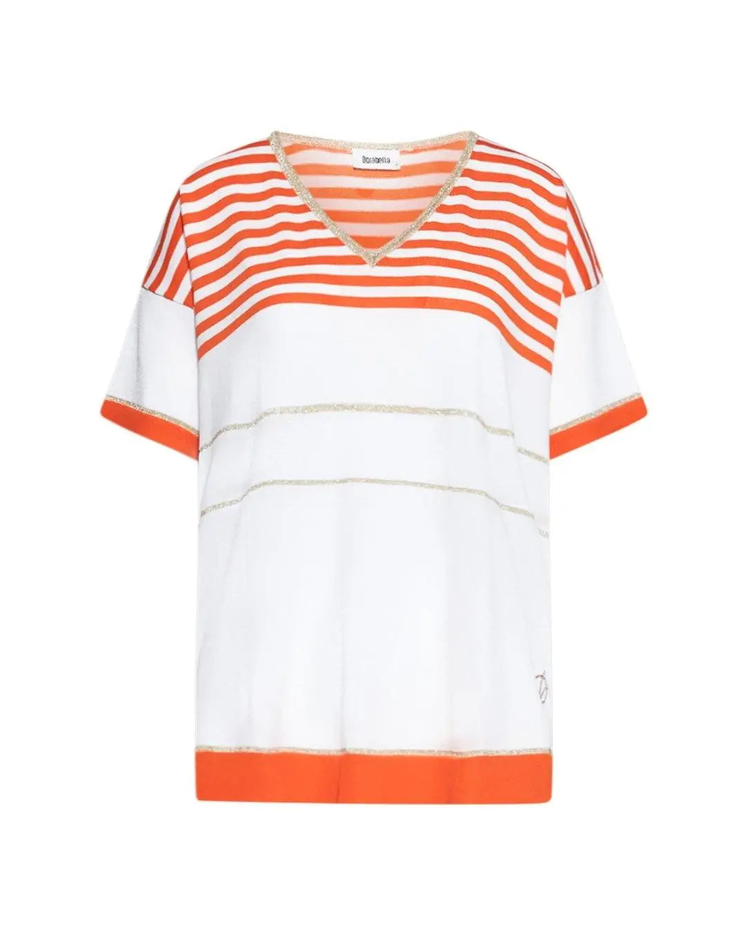 Maglia scollo a V fantasia a righe ARANCIO DORABELLA PIU' XL