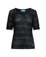 Maglia scollo a V in maglia di misto viscosa pointelle traforata. BLACK DORABELLA