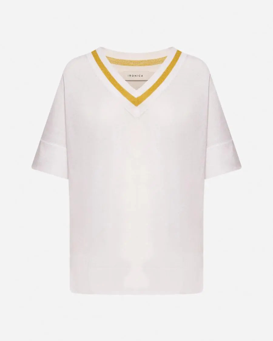 Maglia scollo a V lurex MANGO IRONICA