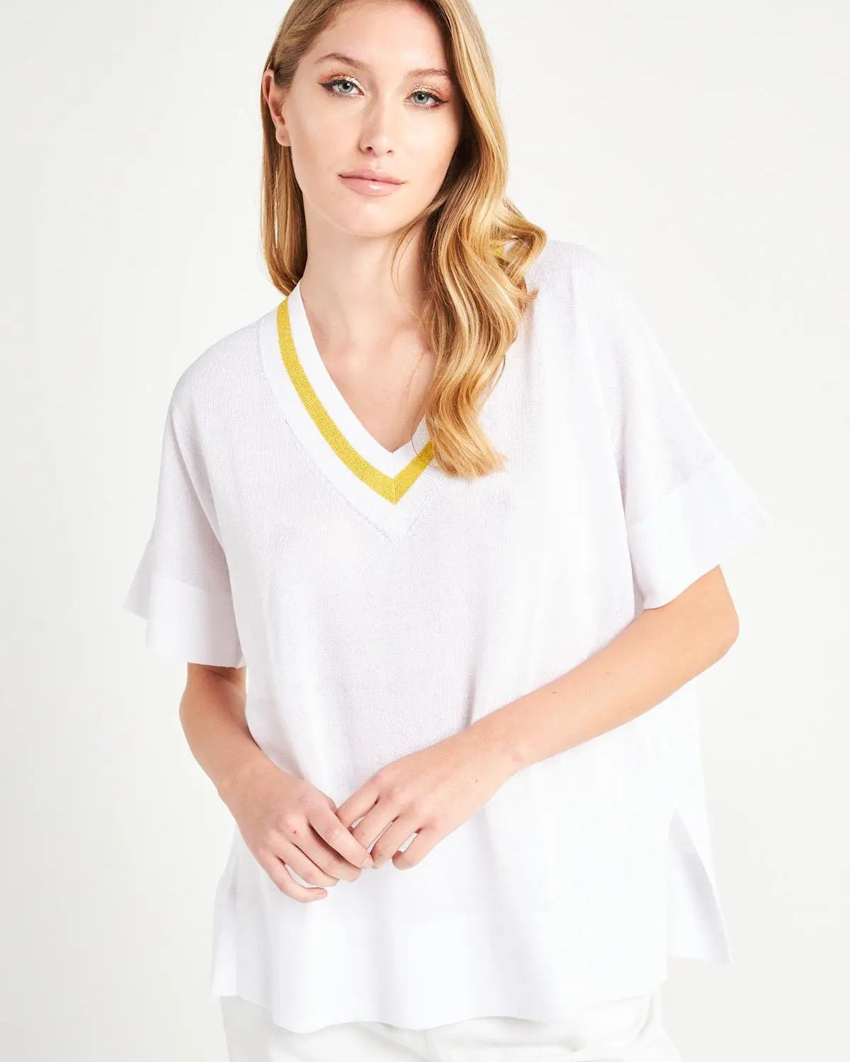 Maglia scollo a V lurex MANGO IRONICA