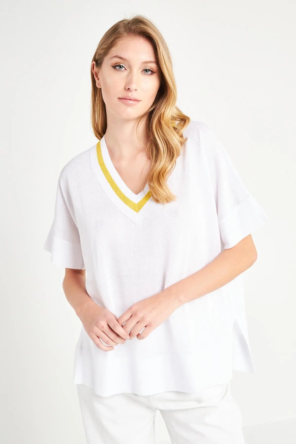 Maglia scollo a V lurex MANGO IRONICA