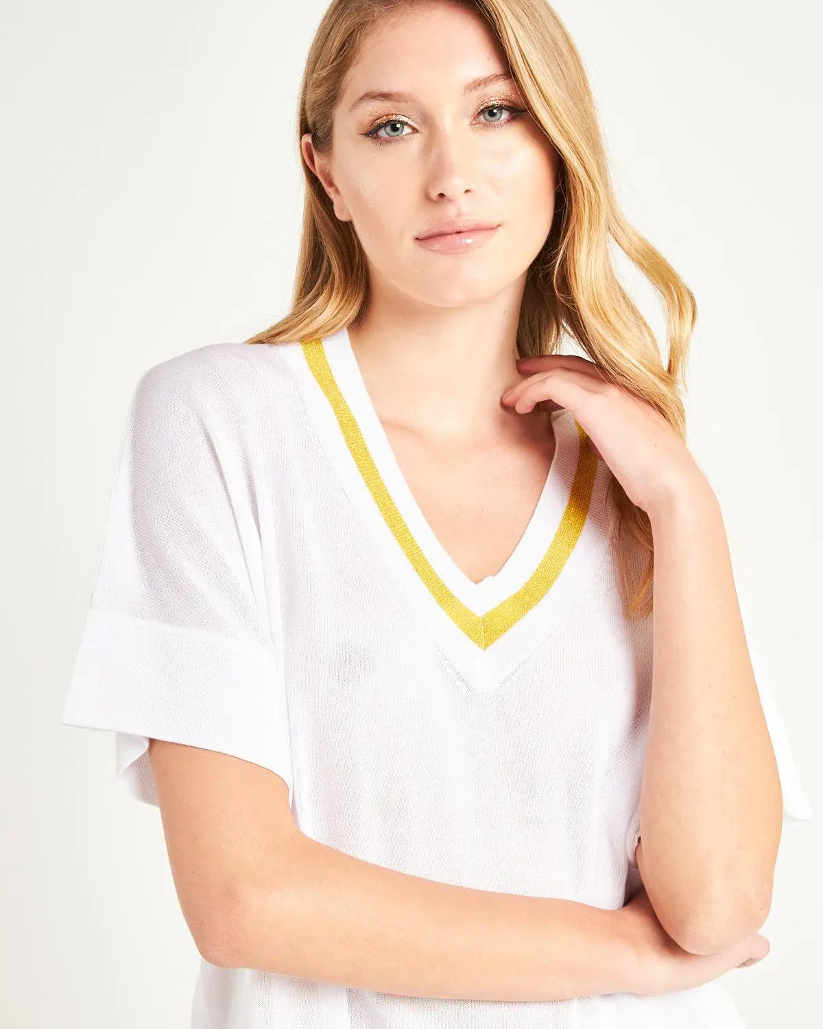 Maglia scollo a V lurex MANGO IRONICA