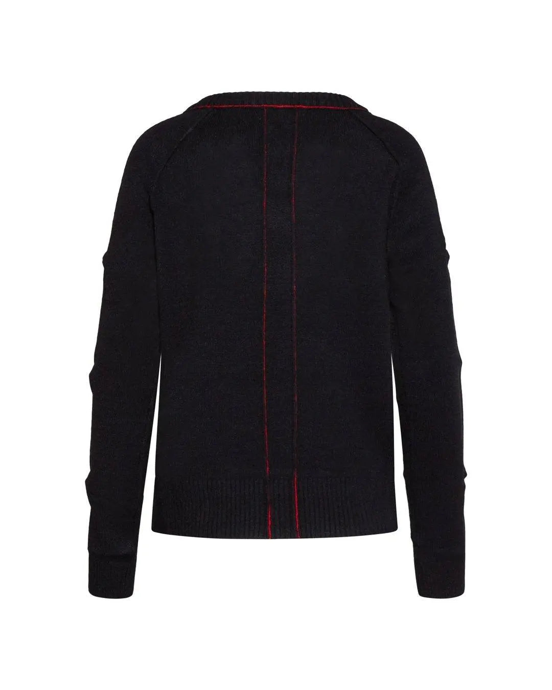 Maglia scollo a V profilo NERO-ROSSO IRONICA